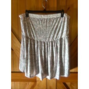 Torrid Super Soft Strapless White Pink Pattern Peplum Babydoll Top Size 3/3X (61